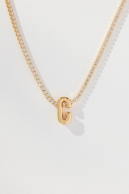 By Anthropologie Small Shimmered Monogram Necklace In Gold