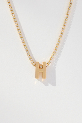 By Anthropologie Small Shimmered Monogram Necklace In Gold