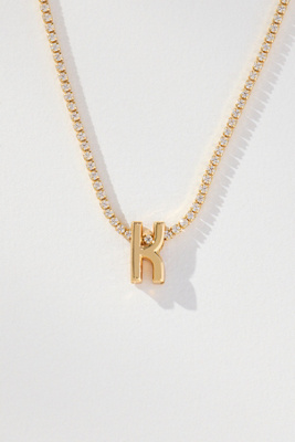 By Anthropologie Small Shimmered Monogram Necklace In Gold