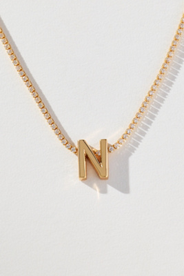 By Anthropologie Small Shimmered Monogram Necklace In Gold