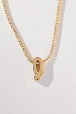 By Anthropologie Small Shimmered Monogram Necklace In Gold