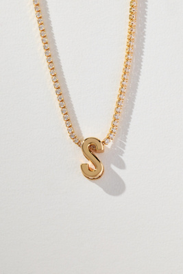 By Anthropologie Small Shimmered Monogram Necklace In Gold