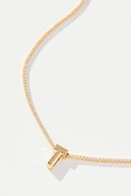 By Anthropologie Small Shimmered Monogram Necklace In Gold