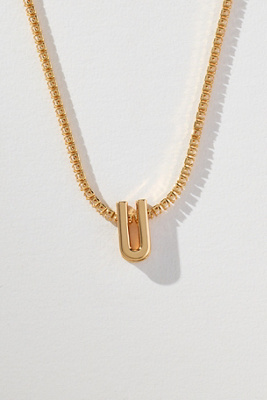 By Anthropologie Small Shimmered Monogram Necklace In Gold