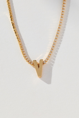 By Anthropologie Small Shimmered Monogram Necklace In Gold