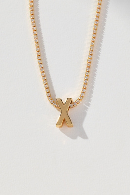 By Anthropologie Small Shimmered Monogram Necklace In Gold