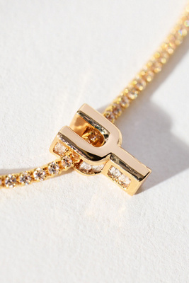By Anthropologie Small Shimmered Monogram Necklace In Gold