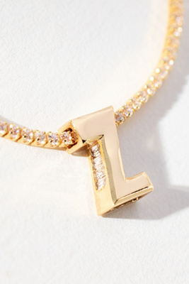 By Anthropologie Small Shimmered Monogram Necklace In Gold