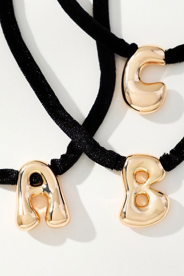 Corded Bubble Letter Monogram Necklace #1