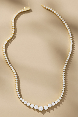 Melinda Maria Not Your Basic Graduated Tennis Necklace In Gold