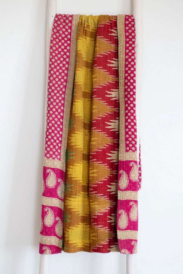 Roan Iris One-of-a-kind Kantha Quilted Throw Blanket No. 07330 #1