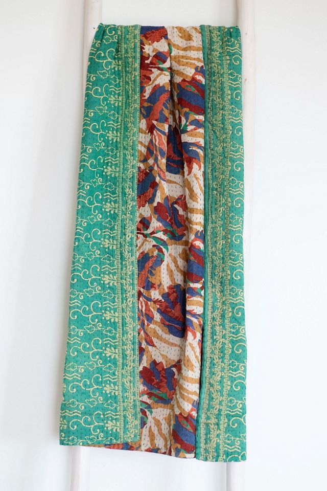 Roan Iris One-of-a-kind Kantha Quilted Throw Blanket No. 07331 #1