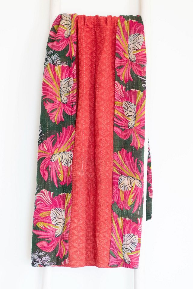 Roan Iris One-of-a-kind Kantha Quilted Throw Blanket No. 07339 #1