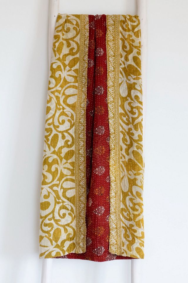 Roan Iris One-of-a-kind Kantha Quilted Throw Blanket No. 07347 #1