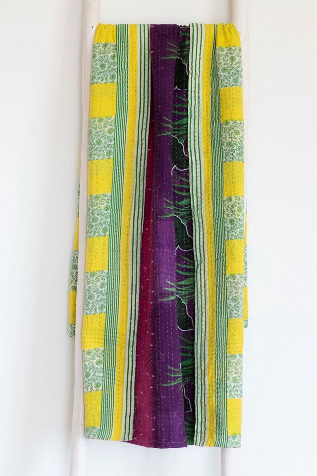 Roan Iris One-of-a-kind Kantha Quilted Throw Blanket No. 07349 #1