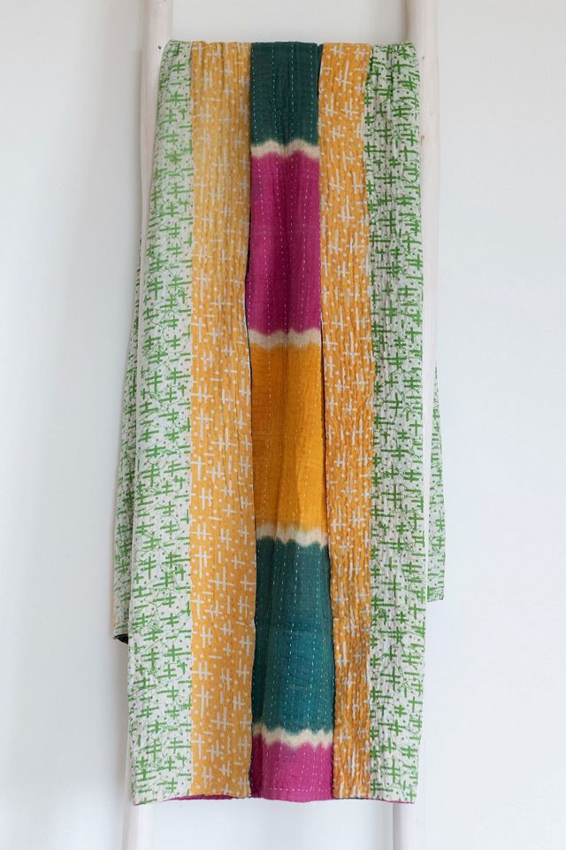 Roan Iris One-of-a-kind Kantha Quilted Throw Blanket No. 07350 #1