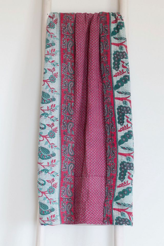 Roan Iris One-of-a-kind Kantha Quilted Throw Blanket No. 07351 #1