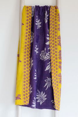 Roan Iris One-of-a-kind Kantha Quilted Throw Blanket No. 07353
