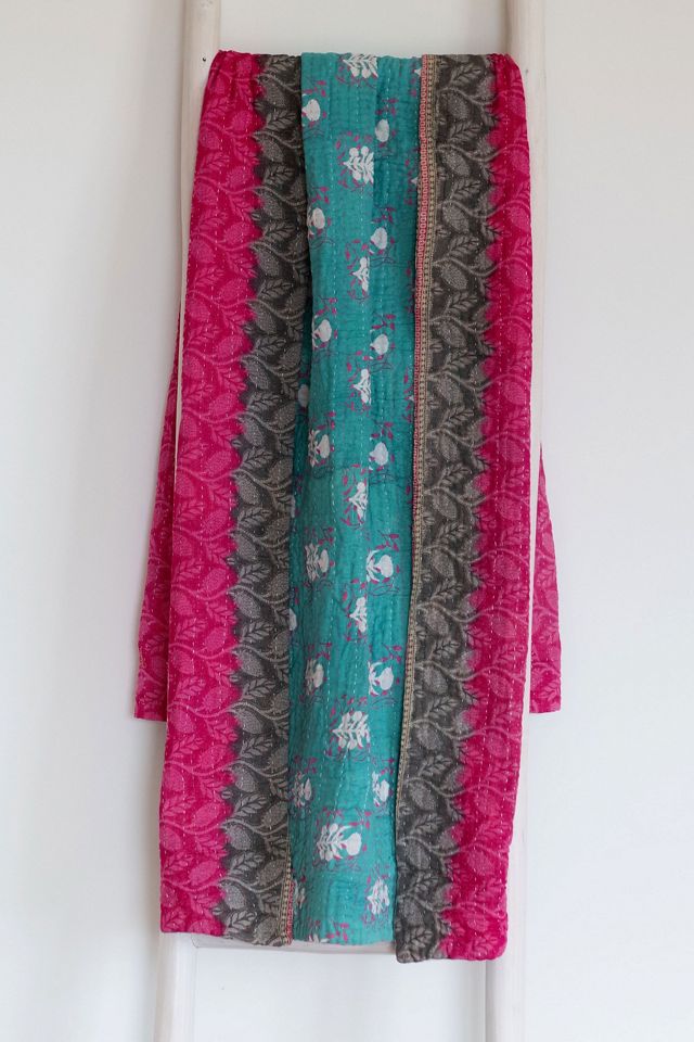 Roan Iris One-of-a-kind Kantha Quilted Throw Blanket No. 07355 #1