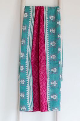Roan Iris One-of-a-kind Kantha Quilted Throw Blanket No. 07355