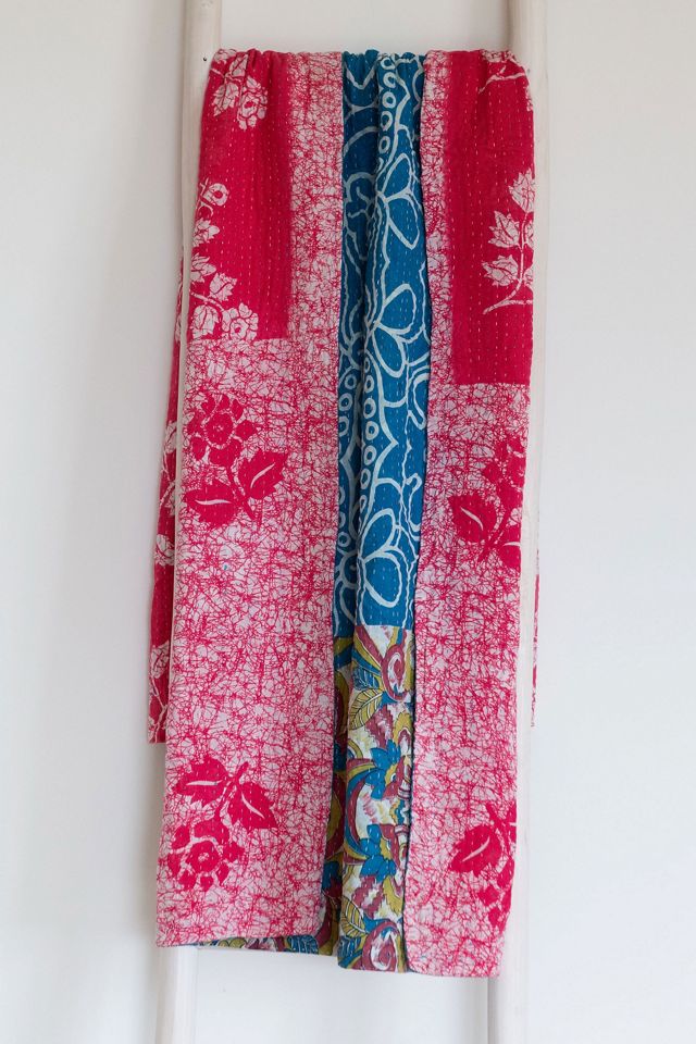 Roan Iris One-of-a-kind Kantha Quilted Throw Blanket No. 07356 #1