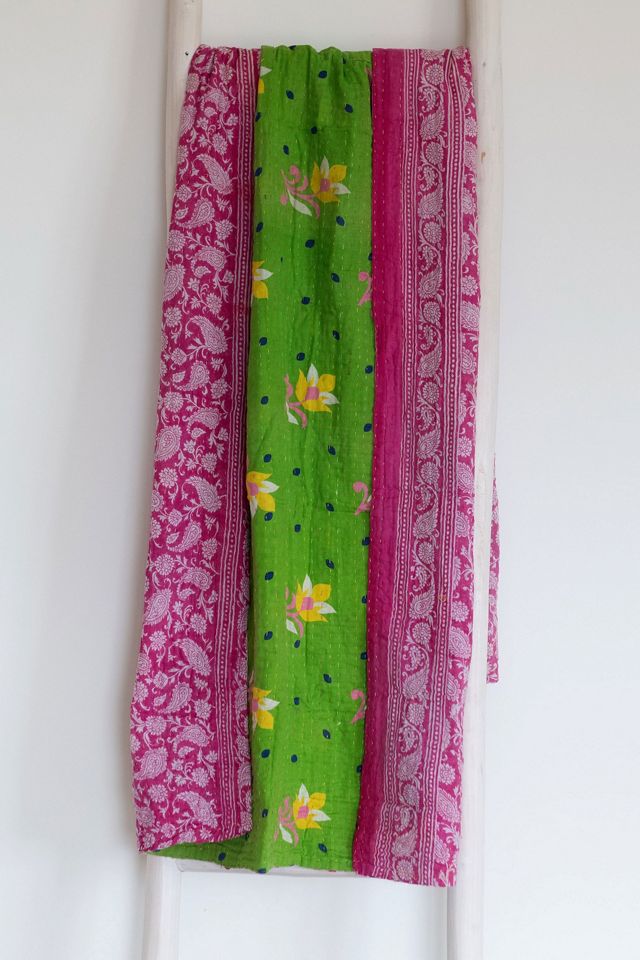 Roan Iris One-of-a-kind Kantha Quilted Throw Blanket No. 07358 #1
