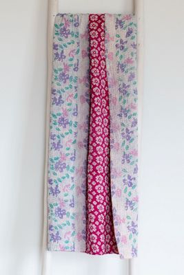 Roan Iris One-of-a-kind Kantha Quilted Throw Blanket No. 07362