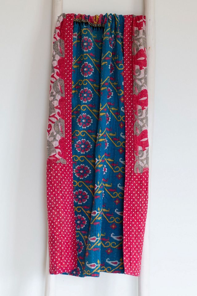 Roan Iris One-of-a-kind Kantha Quilted Throw Blanket No. 07363 #1