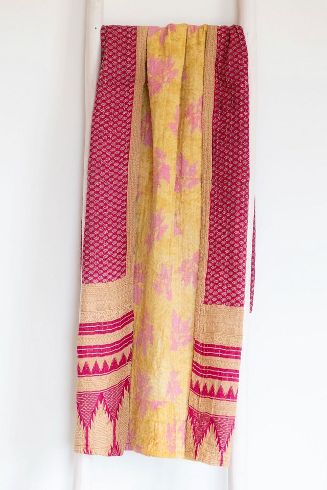 Roan Iris One-of-a-kind Kantha Quilted Throw Blanket No. 07367 #1