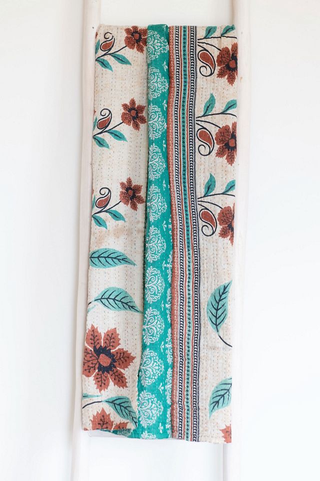 Roan Iris One-of-a-kind Kantha Quilted Throw Blanket No. 07370 #1