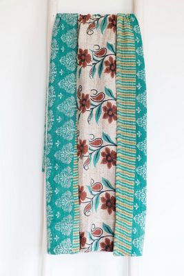 Roan Iris One-of-a-kind Kantha Quilted Throw Blanket No. 07370