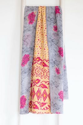 Roan Iris One-of-a-kind Kantha Quilted Throw Blanket No. 07376