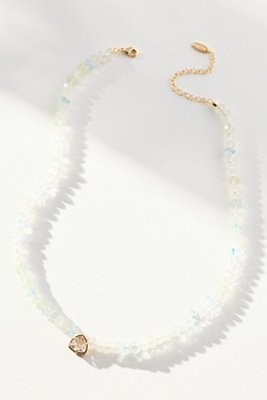 By Anthropologie Beaded Birthstone Necklace In White