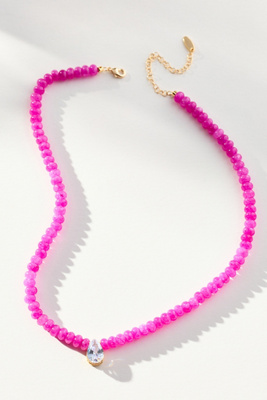 By Anthropologie Beaded Birthstone Necklace In Purple