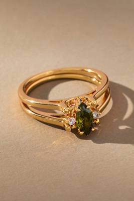 By Anthropologie Birthstone Flip Ring In Gold