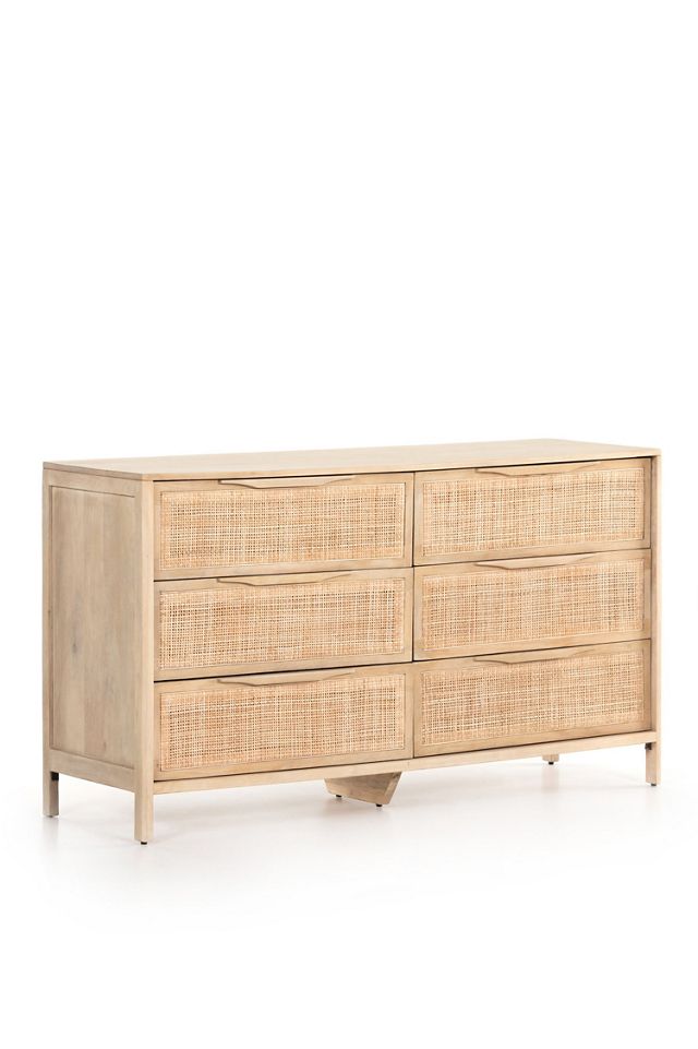 Sydney Six-Drawer Cane & Wood Dresser #1