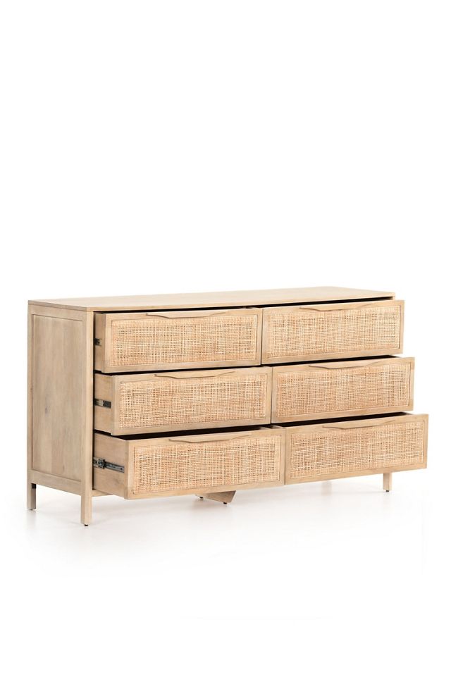 Sydney Six-Drawer Cane & Wood Dresser #2