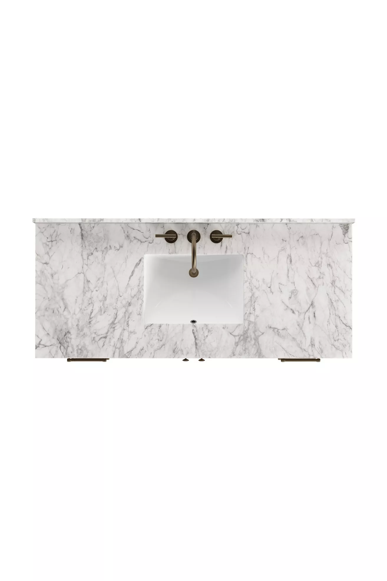 Top-down view of marble countertop with sink cutout