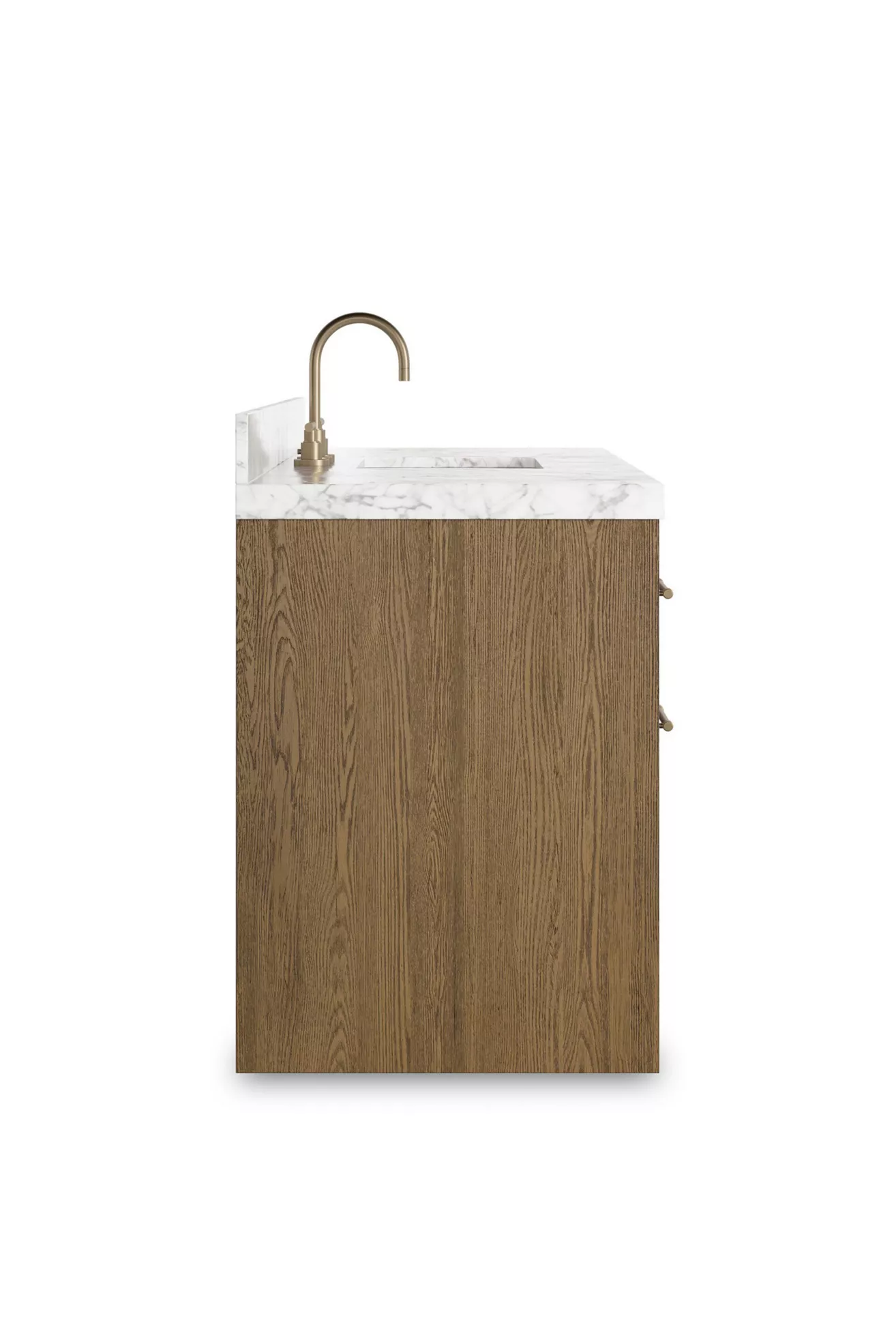 Side view of vanity with faucet