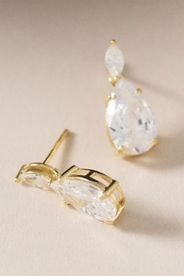 By Adina Eden Cubic Zirconia Marquise X Pear Dangle Stud Earrings