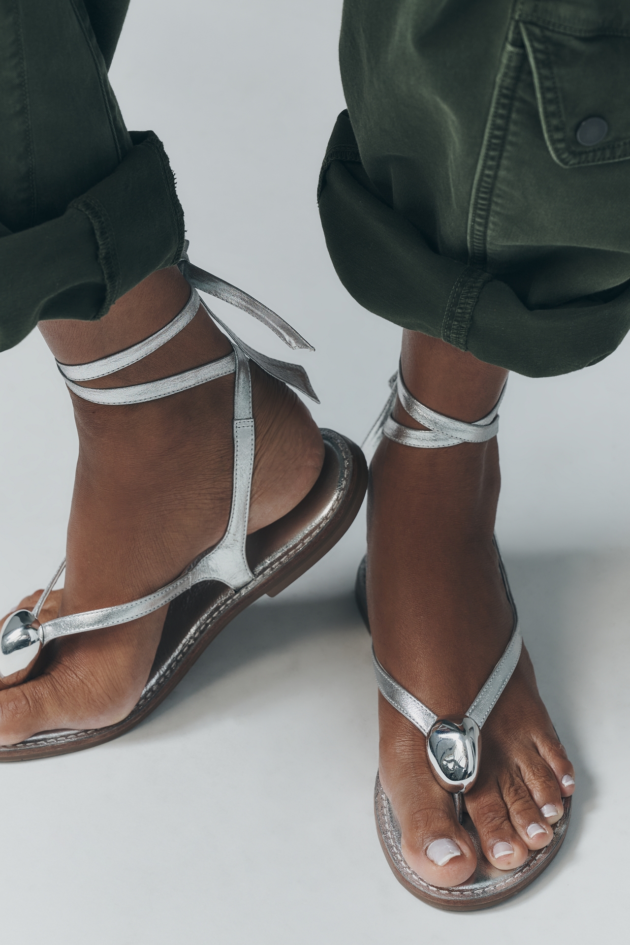 By Anthropologie Stone Tie-Up Sandals