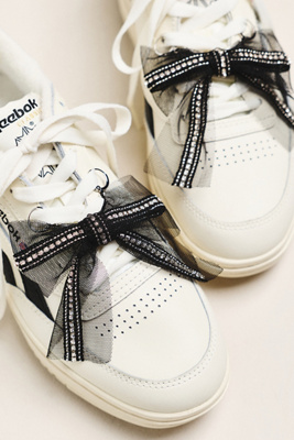 By Anthropologie Rhinestone Tulle Bow Shoe Charms, Set Of 2 In White