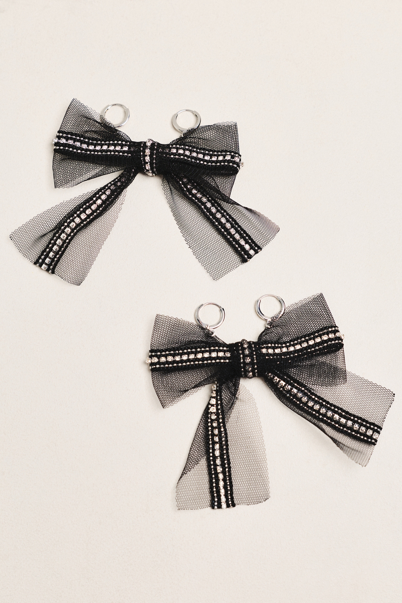 Rhinestone Tulle Bow Shoe Charms, Set of 2
