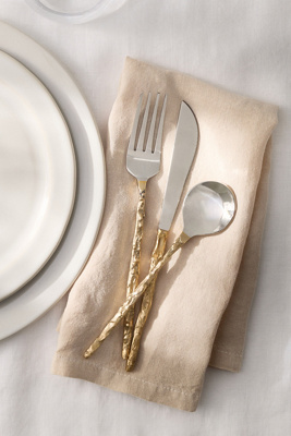 Anthropologie Shelton Metal 5-piece Place Setting In Gold