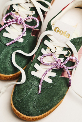 By Anthropologie Rhinestone Bow Shoe Charms, Set Of 2 In Green