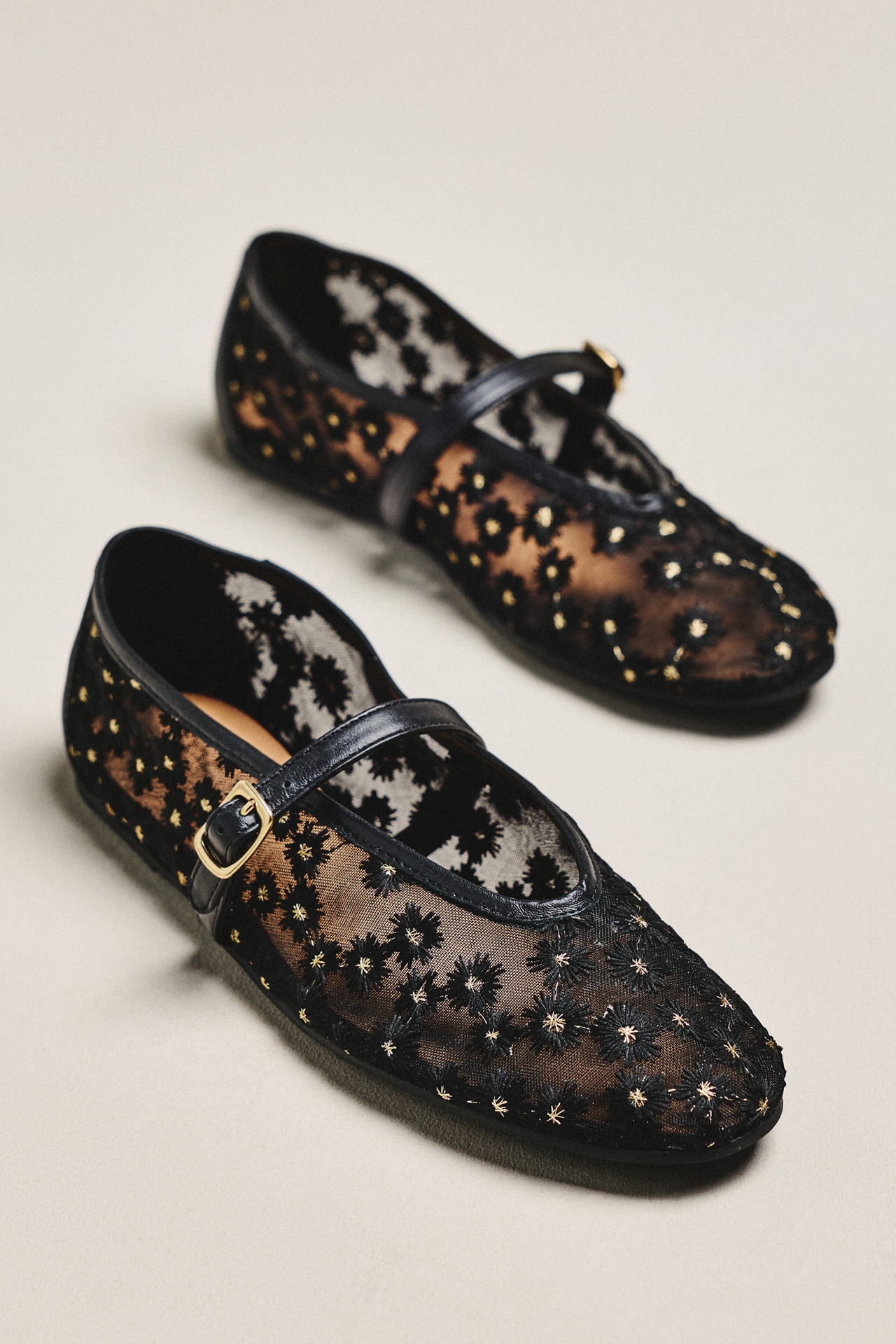 Maeve Embroidered Mesh Ballet Flats