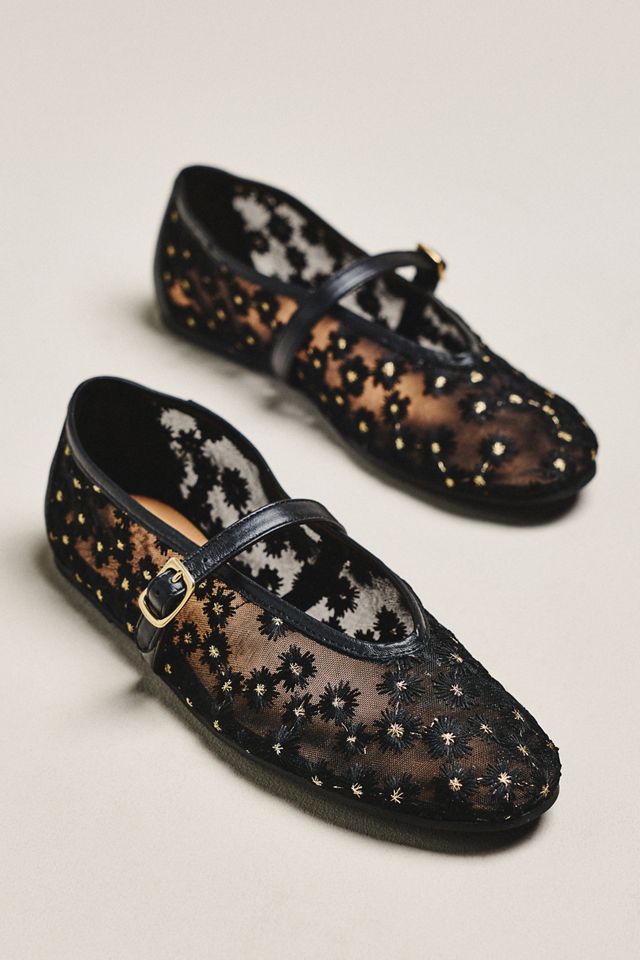 Maeve Embroidered Mesh Ballet Flats #1