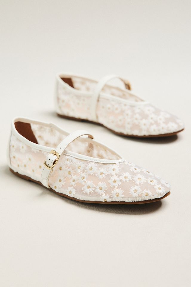 Maeve Embroidered Mesh Ballet Flats #1