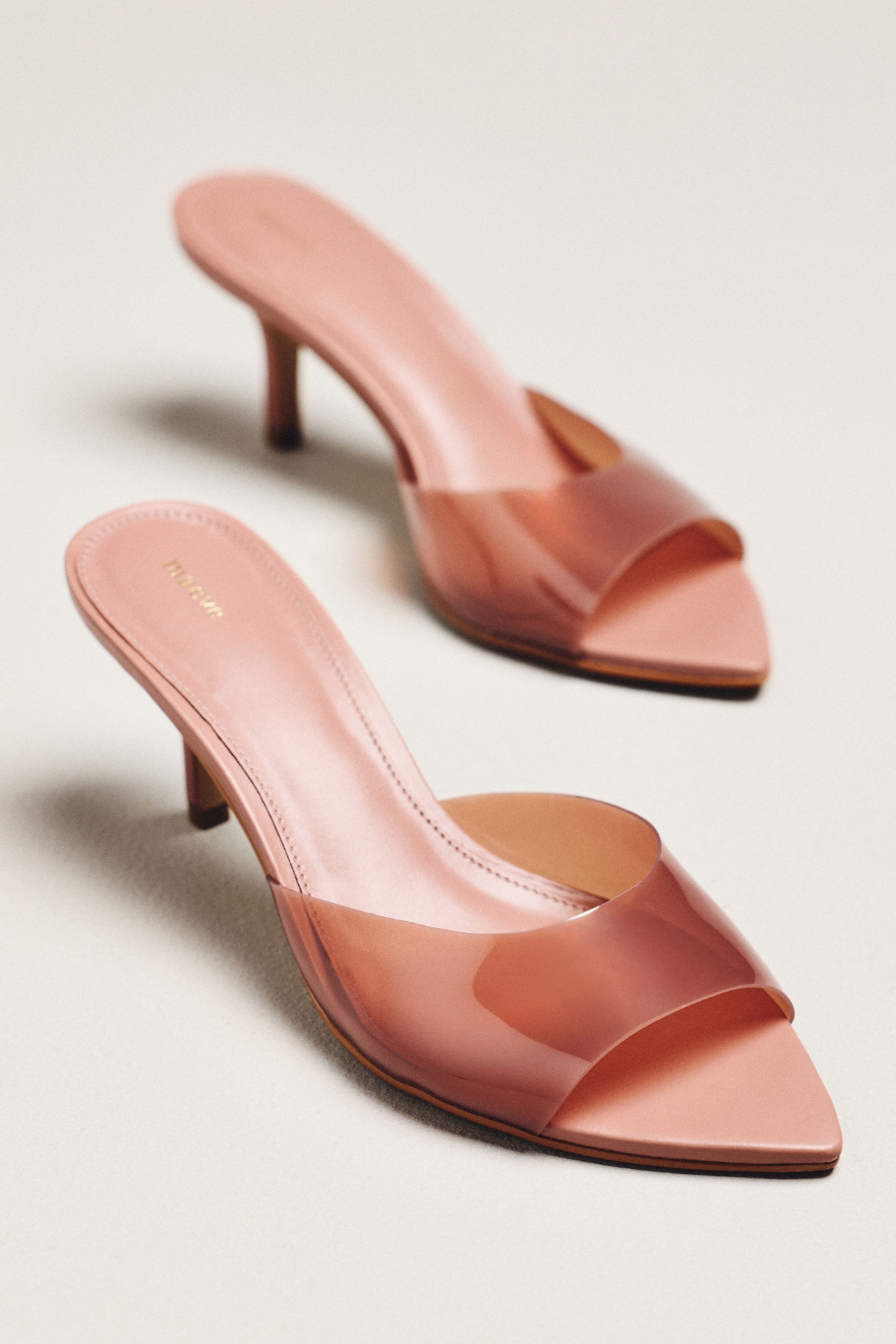 Maeve PVC Pointed-Toe Mule Heels