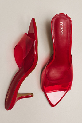 Gianna PVC Pointed-Toe Mule Heels